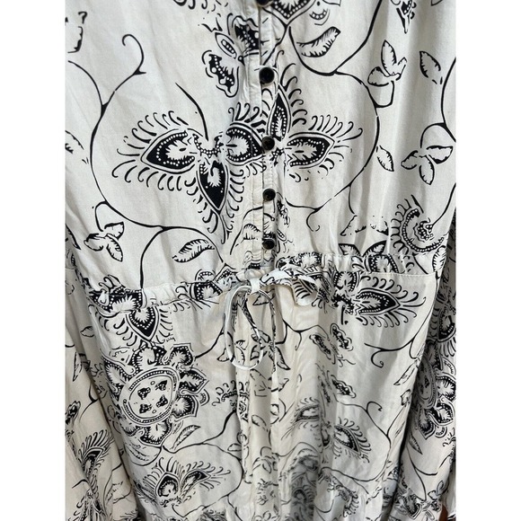 M&S Per Una MIDI Dress Beige Black Tiered Long Sleeve Prairie Cottage US 14 - Picture 6 of 15